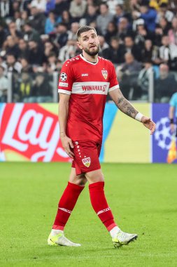 Torino, İtalya. 22 Ekim 2024. UEFa Şampiyonlar Ligi 2024-25. Juventus, VfB Stuttgart 'a karşı 0-1. Jeff Chabot, Stuttgart.