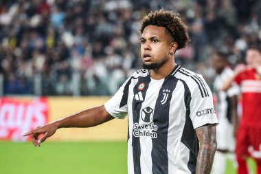Torino, İtalya. 22 Ekim 2024. UEFa Şampiyonlar Ligi 2024-25. Juventus, VfB Stuttgart 'a karşı 0-1. Weston Mckennie, Juventus.