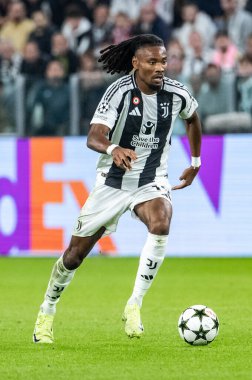 Torino, İtalya. 22 Ekim 2024. UEFa Şampiyonlar Ligi 2024-25. Juventus, VfB Stuttgart 'a karşı 0-1. Khephren Thuram, Juventus.