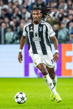 Torino, İtalya. 22 Ekim 2024. UEFa Şampiyonlar Ligi 2024-25. Juventus, VfB Stuttgart 'a karşı 0-1. Khephren Thuram, Juventus.