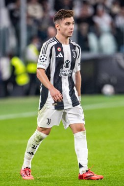 Torino, İtalya. 22 Ekim 2024. UEFa Şampiyonlar Ligi 2024-25. Juventus, VfB Stuttgart 'a karşı 0-1. Francisco Conceicao, Juventus.