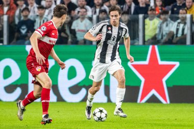Torino, İtalya. 22 Ekim 2024. UEFa Şampiyonlar Ligi 2024-25. Juventus, VfB Stuttgart 'a karşı 0-1. Kenan Yıldız, Juventus.