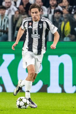 Torino, İtalya. 22 Ekim 2024. UEFa Şampiyonlar Ligi 2024-25. Juventus, VfB Stuttgart 'a karşı 0-1. Kenan Yıldız, Juventus.