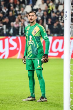 Torino, İtalya. 22 Ekim 2024. UEFa Şampiyonlar Ligi 2024-25. Juventus, VfB Stuttgart 'a karşı 0-1. Mattia Perin, kaleci Juventus..