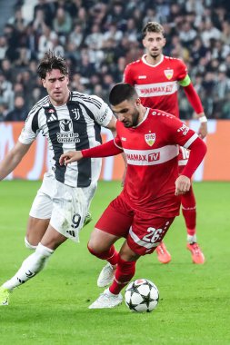 Torino, İtalya. 22 Ekim 2024. UEFA Şampiyonlar Ligi 2024-25. Juventus, VfB Stuttgart 'a karşı 0-1. Thiago Motta, Koç Juventus..