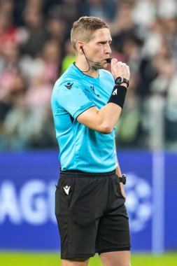 Torino, İtalya. 22 Ekim 2024. UEFa Şampiyonlar Ligi 2024-25. Juventus, VfB Stuttgart 'a karşı 0-1. Espen Eskas, maçın hakemi..