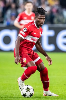 Torino, İtalya. 22 Ekim 2024. UEFa Şampiyonlar Ligi 2024-25. Juventus, VfB Stuttgart 'a karşı 0-1. El Bilal Toure, Stuttgart.