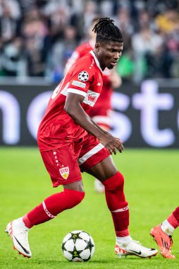 Torino, İtalya. 22 Ekim 2024. UEFa Şampiyonlar Ligi 2024-25. Juventus, VfB Stuttgart 'a karşı 0-1. El Bilal Toure, Stuttgart.