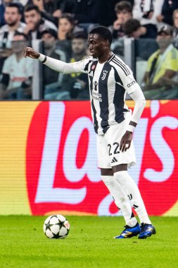 Torino, İtalya. 22 Ekim 2024. UEFa Şampiyonlar Ligi 2024-25. Juventus, VfB Stuttgart 'a karşı 0-1. Timothy Weah, Juventus.