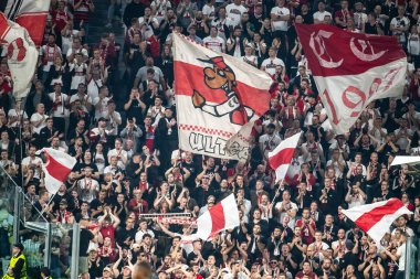 Torino, İtalya. 22 Ekim 2024. UEFa Şampiyonlar Ligi 2024-25. Juventus, VfB Stuttgart 'a karşı 0-1. Stuttgart destekçileri.