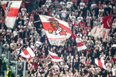 Torino, İtalya. 22 Ekim 2024. UEFa Şampiyonlar Ligi 2024-25. Juventus, VfB Stuttgart 'a karşı 0-1. Stuttgart destekçileri.