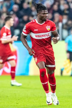 Torino, İtalya. 22 Ekim 2024. UEFa Şampiyonlar Ligi 2024-25. Juventus, VfB Stuttgart 'a karşı 0-1. El Bilal Toure, Stuttgart.