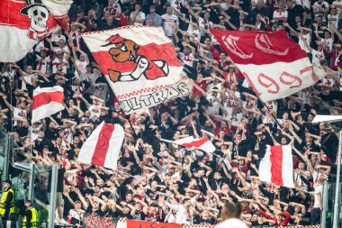 Torino, İtalya. 22 Ekim 2024. UEFa Şampiyonlar Ligi 2024-25. Juventus, VfB Stuttgart 'a karşı 0-1. Stuttgart destekçileri.