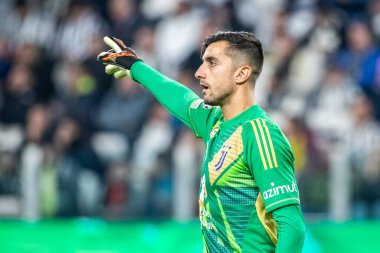 Torino, İtalya. 22 Ekim 2024. UEFa Şampiyonlar Ligi 2024-25. Juventus, VfB Stuttgart 'a karşı 0-1. Mattia Perin, kaleci Juventus..