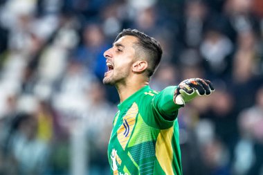 Torino, İtalya. 22 Ekim 2024. UEFa Şampiyonlar Ligi 2024-25. Juventus, VfB Stuttgart 'a karşı 0-1. Mattia Perin, kaleci Juventus..