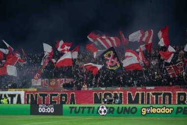Monza, İtalya. 02-11-2024. U-Power Stadyumu. İtalyan Serisi A futbol şampiyonası 2024-25. Monza Milan 'a karşı 0-1. Maçın başında Calcio Monza taraftarları.