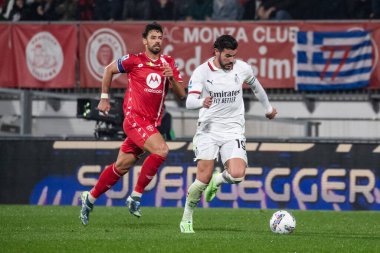 Monza, İtalya. 02-11-2024. U-Power Stadyumu. İtalyan Serisi A futbol şampiyonası 2024-25. Monza Milan 'a karşı 0-1. Tijjani Reijnders, Milan.
