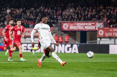 Monza, İtalya. 02-11-2024. U-Power Stadyumu. İtalyan Serisi A futbol şampiyonası 2024-25. Monza Milan 'a karşı 0-1. Rafael Leao, Milan.