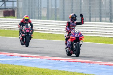 Misano Adriatico, Rimini. 21-22 Eylül 2024. Emilia-Romagna Gran Prix 'si. # 89 Jorge Martin, Prima Pramac Yarışı, kutlama.