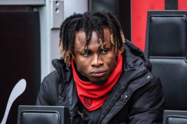 Milan, İtalya. 26 Ocak 2025. Giuseppe Meazza Stadyumu. İtalyan Serisi A Şampiyonası. Milan, Parma 'ya karşı 3-2. Samuel Chukwueze, Milan.