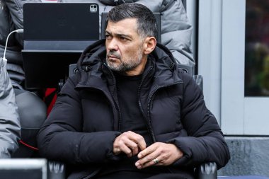 Milan, İtalya. 26 Ocak 2025. Giuseppe Meazza Stadyumu. İtalyan Serisi A Şampiyonası. Milan, Parma 'ya karşı 3-2. Sergio Conceicao, Koç Milan..