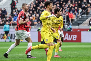 Milan, İtalya. 26 Ocak 2025. Giuseppe Meazza Stadyumu. İtalyan Serisi A Şampiyonası. Milan, Parma 'ya karşı 3-2. Matteo Cancellieri, Parma, skor 0-1..