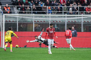 Milan, İtalya. 26 Ocak 2025. Giuseppe Meazza Stadyumu. İtalyan Serisi A Şampiyonası. Milan, Parma 'ya karşı 3-2. Christian Pulisiç ve Milan penaltıda gol attılar.