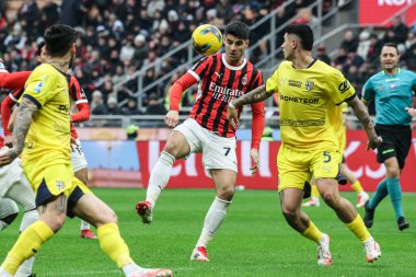 Milan, İtalya. 26 Ocak 2025. Giuseppe Meazza Stadyumu. İtalyan Serisi A Şampiyonası. Milan, Parma 'ya karşı 3-2. Alvaro Morata, Milan.
