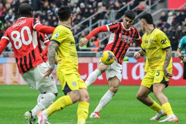 Milan, İtalya. 26 Ocak 2025. Giuseppe Meazza Stadyumu. İtalyan Serisi A Şampiyonası. Milan, Parma 'ya karşı 3-2. Alvaro Morata, Milan.