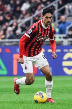 Milan, İtalya. 26 Ocak 2025. Giuseppe Meazza Stadyumu. İtalyan Serisi A Şampiyonası. Milan, Parma 'ya karşı 3-2. Tijjani Reijnders, Milan.