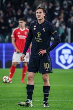 Torino, İtalya. 29 Ocak 2025. UEFA Şampiyonlar Ligi. Juventus Benfica 'ya karşı 0-2. Kenan Yıldız, Juventus.