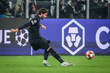 Torino, İtalya. 29 Ocak 2025. UEFA Şampiyonlar Ligi. Juventus Benfica 'ya karşı 0-2. Manuel Locatelli, Juventus.