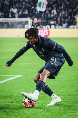 Torino, İtalya. 29 Ocak 2025. UEFA Şampiyonlar Ligi. Juventus Benfica 'ya karşı 0-2. Samuel Mbangula, Juventus.