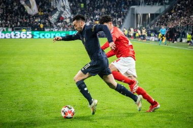 Torino, İtalya. 29 Ocak 2025. UEFA Şampiyonlar Ligi. Juventus Benfica 'ya karşı 0-2. Nico Gonzalez, Juventus.