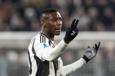 Torino, İtalya. 16 Şubat 2025. İtalyan Serisi A Futbol Şampiyonası. Juventus 'a karşı Inter 1-0. Randal Kolo Muani, Juventus.