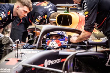 Sakhir, Bahreyn. 26-28 Şubat 2025. FIA F1 Dünya Şampiyonası 2025. Sezon Öncesi Testi. Max Verstappen, Kızıl Boğa.