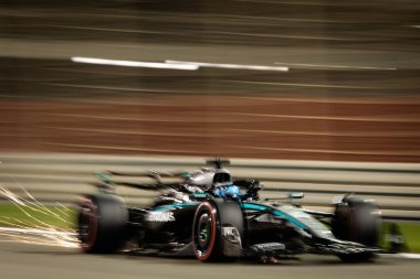 Sakhir, Bahreyn. 10-13 Nisan 2025. F1 Dünya Şampiyonası. Bahreyn Grand Prix. # 63 George RUSSELL, GBR, Mercedes-AMG Petronas F1 Takımı, ikinci sırada.