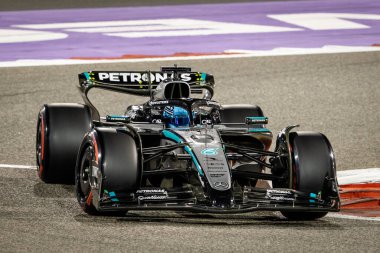 Sakhir, Bahreyn. 10-13 Nisan 2025. F1 Dünya Şampiyonası. Bahreyn Grand Prix. # 63 George RUSSELL, GBR, Mercedes-AMG Petronas F1 Takımı, ikinci sırada.