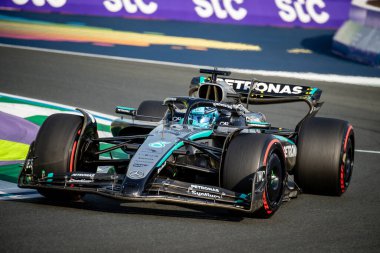 Jeddah, Suudi Arabistan. 17-20 Nisan 2025. Jeddah Corniche Pisti. Formula 1 STC Suudi Arabistan Grand Prix. Deneme 1. # 63 George RUSSELL, GBR, Mercedes-AMG Petronas F1 Takımı.