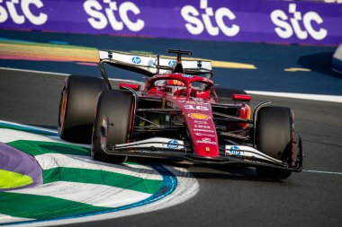 Jeddah, Suudi Arabistan. 17-20 Nisan 2025. Jeddah Corniche Pisti. Formula 1 STC Suudi Arabistan Grand Prix. Deneme 1. #16 Charles LECLERC, MCO, Scuderia Ferrari HP.