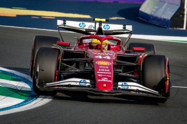 Jeddah, Suudi Arabistan. 17-20 Nisan 2025. Jeddah Corniche Pisti. Formula 1 STC Suudi Arabistan Grand Prix. Deneme 1. #44 Lewis HAMILTON, GBR, Scuderia Ferrari HP.