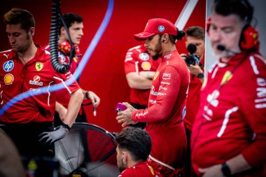 Jeddah, Suudi Arabistan. 17-20 Nisan 2025. Jeddah Corniche Pisti. Formula 1 STC Suudi Arabistan Grand Prix. İkinci alıştırma. Lewis Hamilton, Ferrari.