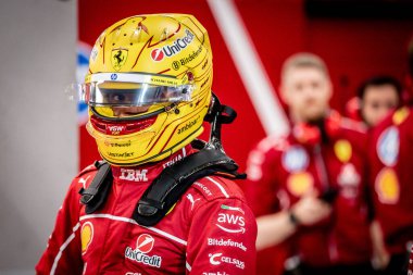 Jeddah, Suudi Arabistan. 17-20 Nisan 2025. Jeddah Corniche Pisti. Formula 1 STC Suudi Arabistan Grand Prix. İkinci alıştırma. Lewis Hamilton, Ferrari.