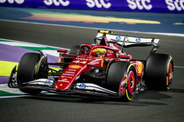 Jeddah, Suudi Arabistan. 17-20 Nisan 2025. Jeddah Corniche Pisti. Formula 1 STC Suudi Arabistan Grand Prix. İkinci alıştırma. Lewis Hamilton, Ferrari.