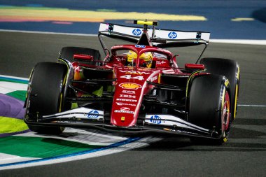 Jeddah, Suudi Arabistan. 17-20 Nisan 2025. Jeddah Corniche Pisti. Formula 1 STC Suudi Arabistan Grand Prix. İkinci alıştırma. Lewis Hamilton, Ferrari.