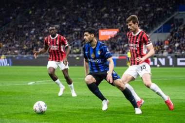 Milan, İtalya, 23 Nisan 2025. Meazza Stadyumu. İtalya Futbol Kupası 2024-25, yarı final. Inter v AC Milan 0-3. Mehdi Taremi, İnter..