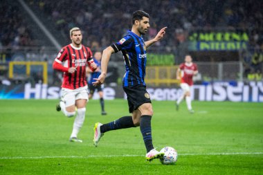 Milan, İtalya, 23 Nisan 2025. Meazza Stadyumu. İtalya Futbol Kupası 2024-25, yarı final. Inter v AC Milan 0-3. Mehdi Taremi, İnter..