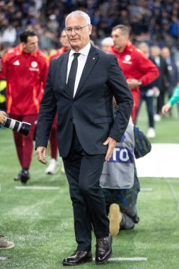 Bergamo, İtalya, 12 Mayıs 2025. Gewiss Stadyumu. İtalyan Serisi A Futbol Şampiyonası. Atalanta Roma 'ya karşı 2-1. Claudio Ranieri, Roma koçu..