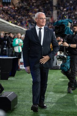 Bergamo, İtalya, 12 Mayıs 2025. Gewiss Stadyumu. İtalyan Serisi A Futbol Şampiyonası. Atalanta Roma 'ya karşı 2-1. Claudio Ranieri, Roma koçu..