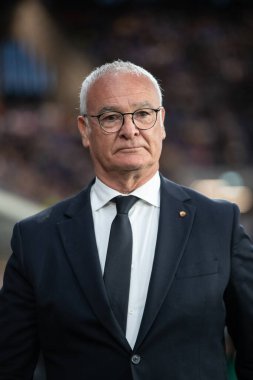 Bergamo, İtalya, 12 Mayıs 2025. Gewiss Stadyumu. İtalyan Serisi A Futbol Şampiyonası. Atalanta Roma 'ya karşı 2-1. Claudio Ranieri, Roma koçu..